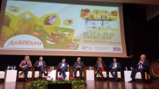 Hoy, en la inauguración de la XXXI edición de la Feria Internacional AGROEXPO en Don Benito (Badajoz)