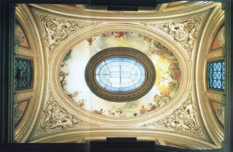 Bóveda de la escalera principal pintada por Alejandro Ferrant. Foto extraída del libro El Palacio de Fomento.
