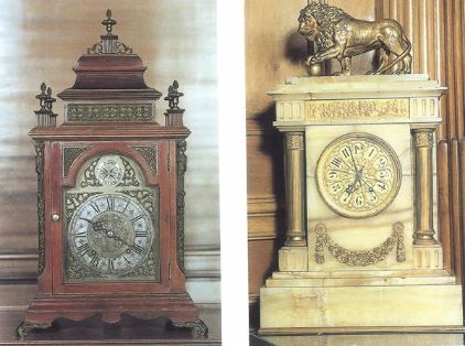 Relojes de sobremesa. Patrimonio artístico del Palacio. Foto extraída del libro El Palacio de Fomento.