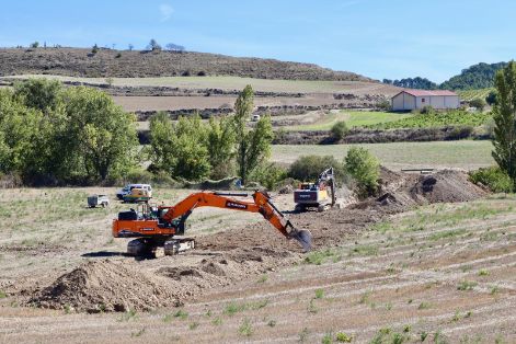 Hoy, durante su visita a las obras de modernización de regadíos en Viana (Navarra) 