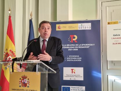 En Ourense, en el acto de firma de un convenio para modernizar regadíos