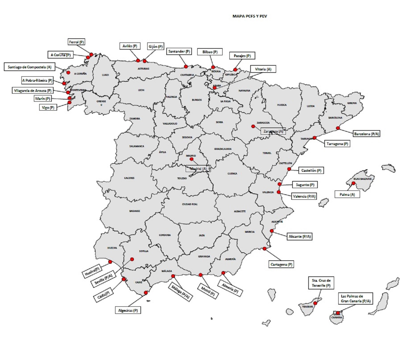 Mapa PCFs